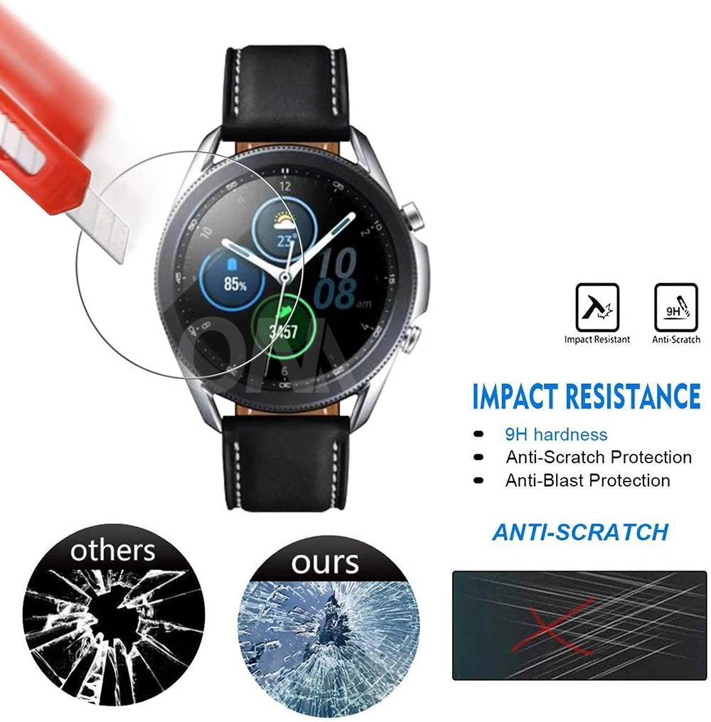 5Pcs 9H Premium Tempered Glass For Samsung Galaxy Watch 3 41MM & 45MM Smartwatch Screen Protector Film Accessories