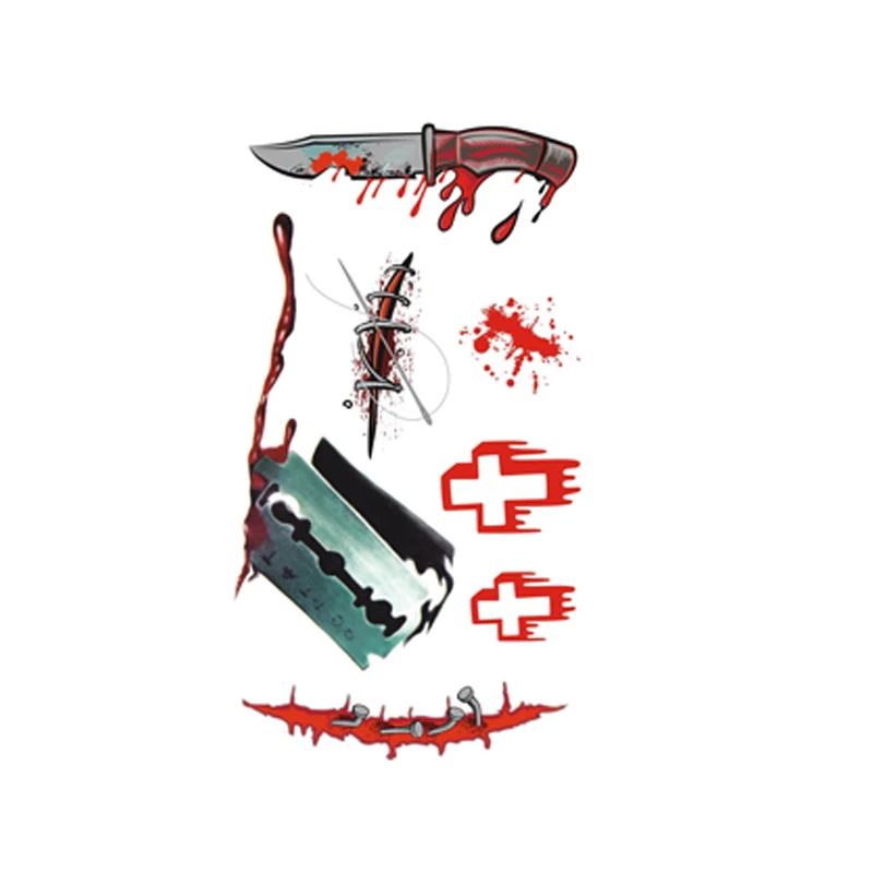 3D страшные водонепроницаемые Временные татуировки Шрам Татуировки наклейки