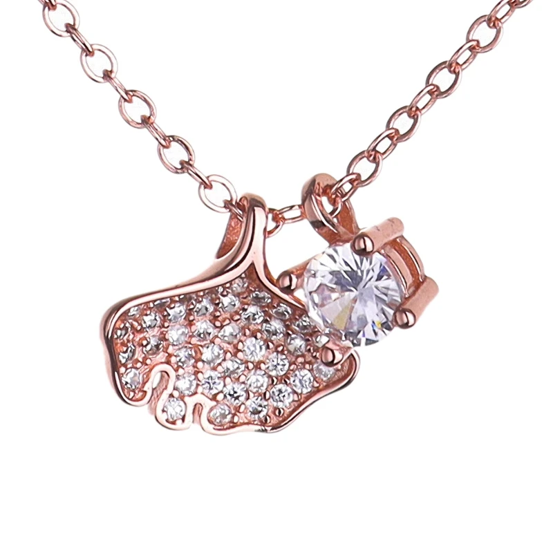 

Chic Elegant Ginkgo Leaf Inlaid with Zircon Necklace Trendy Party Jewelry Perfect Gift
