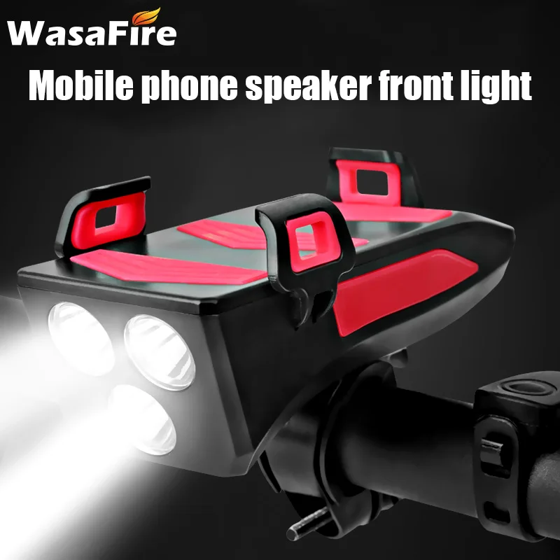 

Multi-function 4 in 1 Bicycle Light USB Rechargeable T6 LED Bike Headlight Horn Phone Holder Power Bank Cycling MTB Front Lights