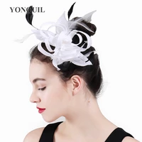 women wedding hats with hairpin fascinator bridal headwear nightclub feathers linen hat for brides headwear with clips hairband