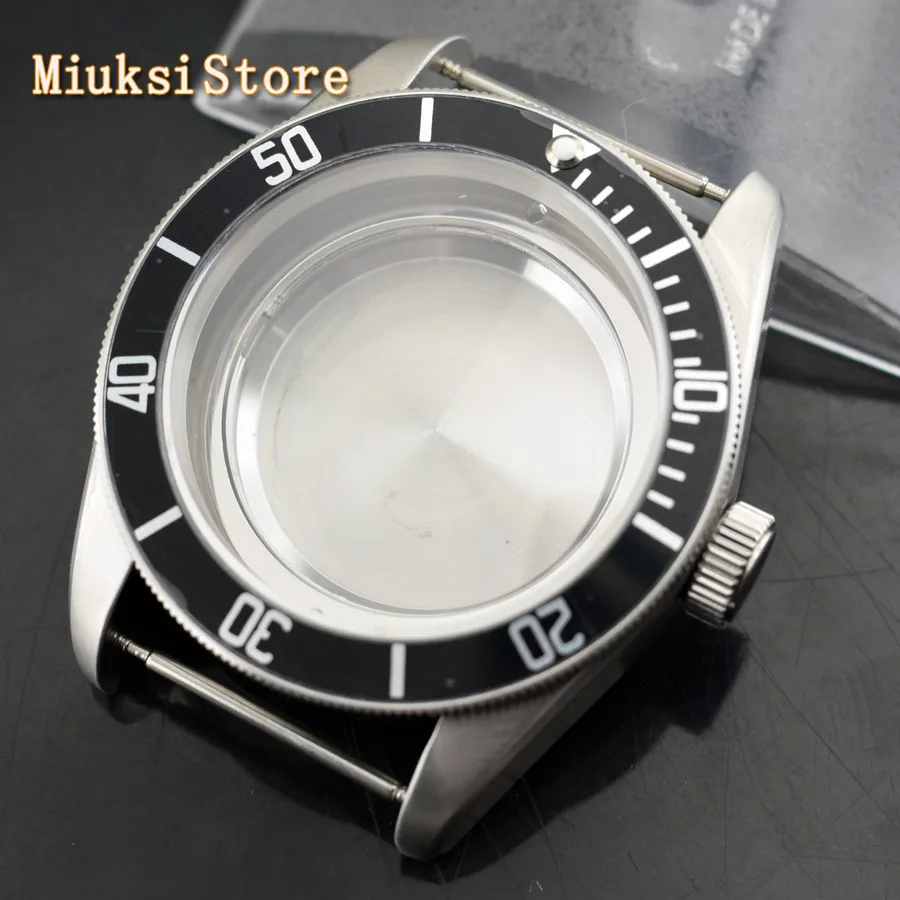 Часы с сапфировым стеклом черная рамка 41 мм серебристый чехол подходит для часов