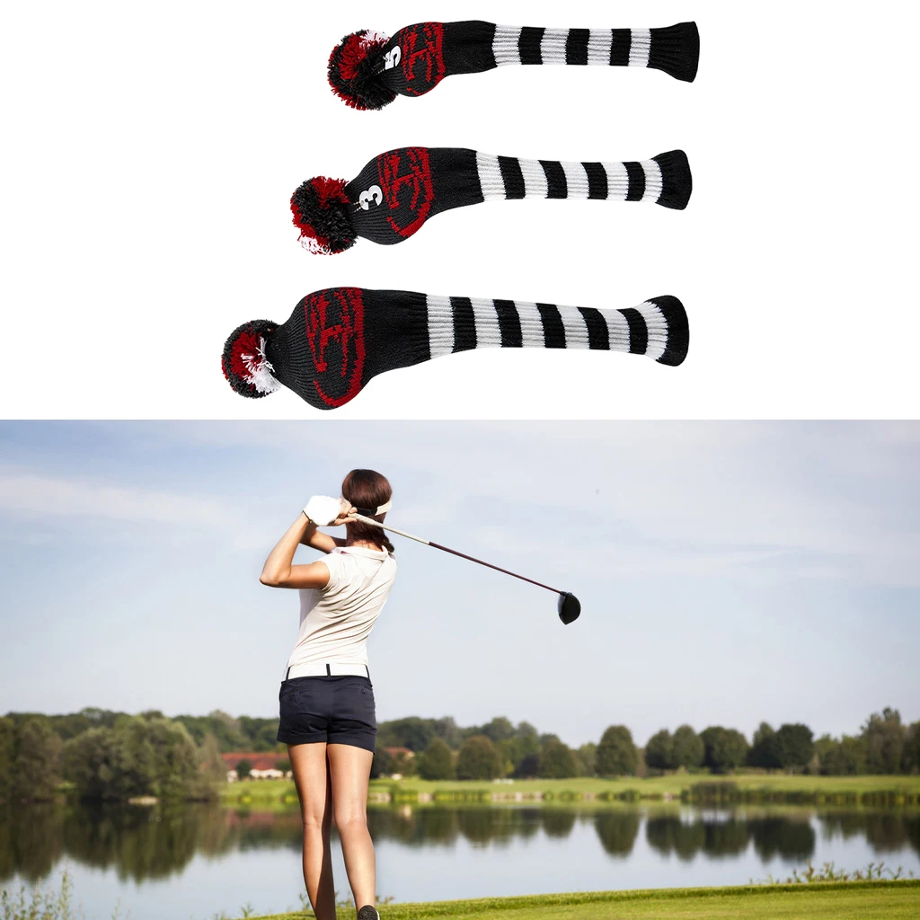

3x Golf Head Covers No. 1 3 5 Driver Knitting Woods Head Covers Protector