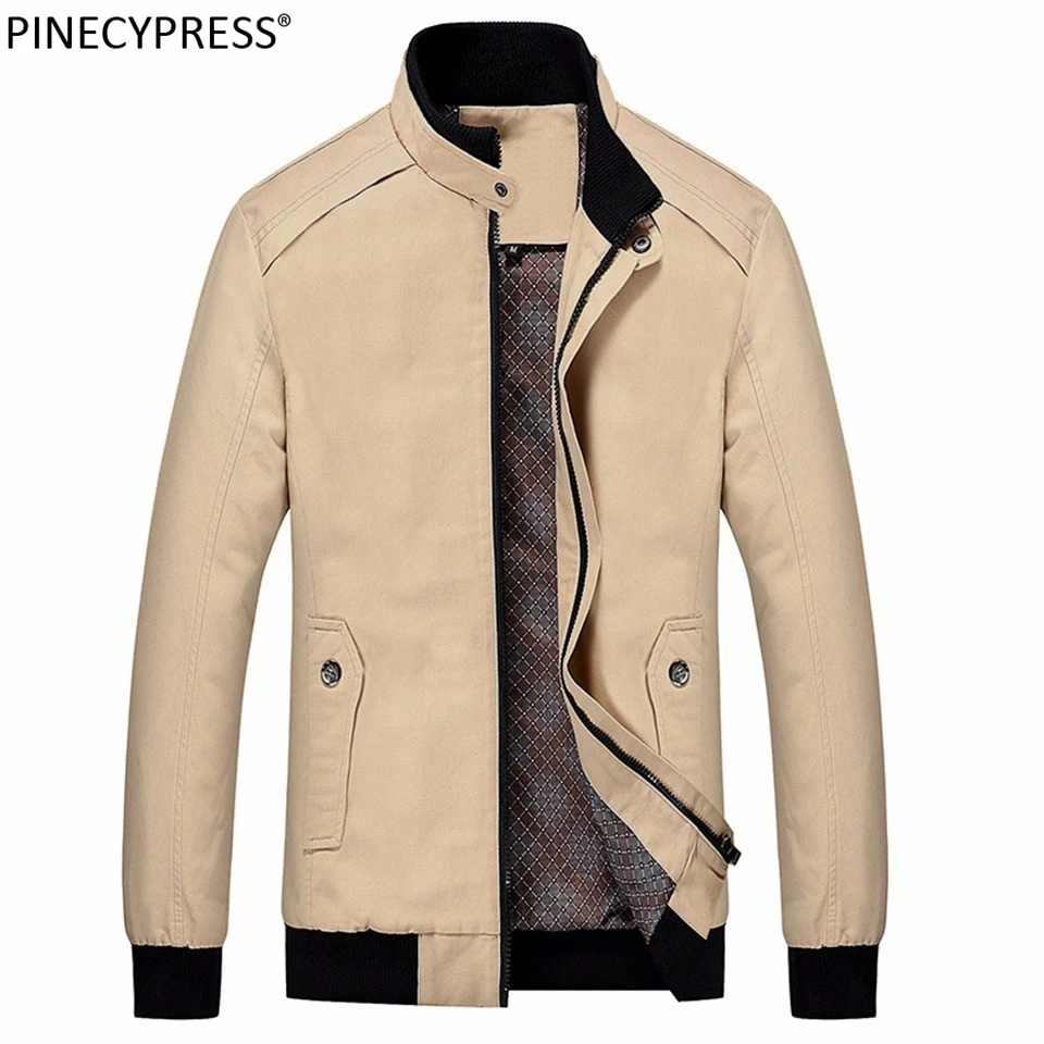 

100% Cotton Men Jacket Zipper Pockets Khaki Green Black Red Casual Street Wear Spring Autumn Winter Male Slim Man Outwear