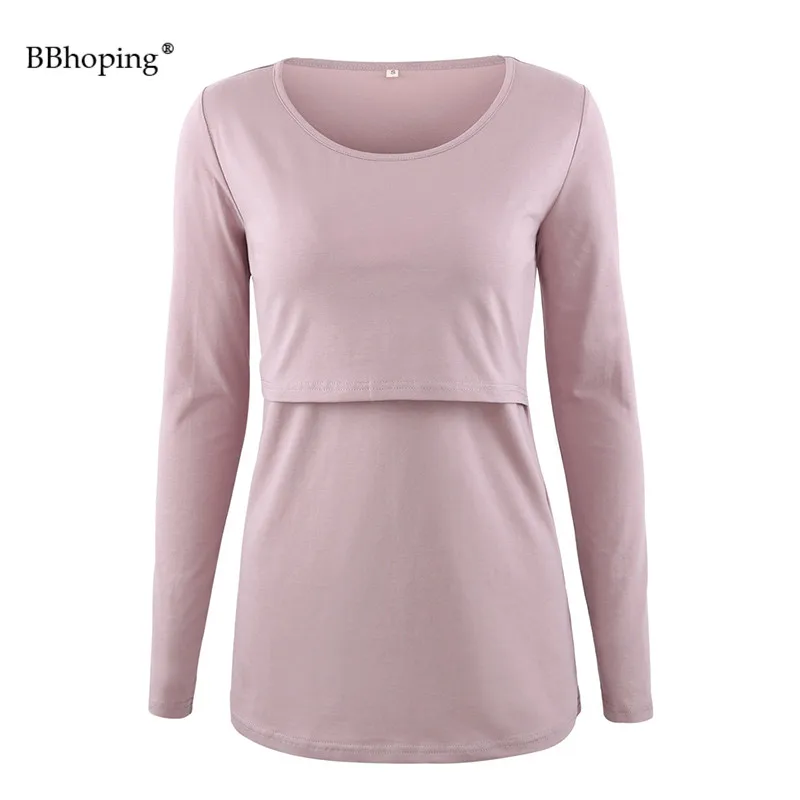 Women's Maternity Nursing Long Sleeve Tops Round Neck Double Layrerd Breastfeeding Pregnancy Blouses Winter Clothes | Мать и ребенок