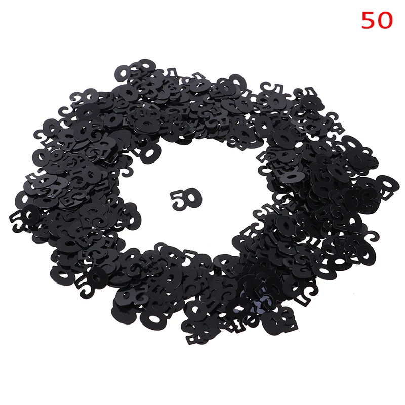 Украшения для стола С Днем Рождения черные серебристые разные цифры 30 40 50 60 70 80