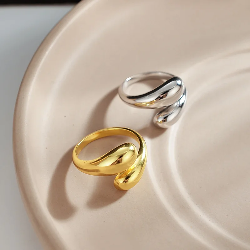 

2021 New Korean Style 925 Sterling Silver Trendy Smooth Rings for Women Couple Vintage Geometric Handmade Wedding Jewelry