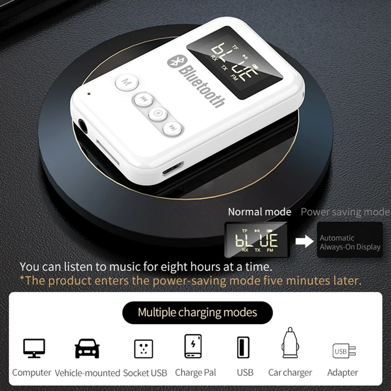 

NEW Bluetooth 5.0 Receiver Transmitter 2 in 1 Digital Display Adapter For Computer TV Speaker Car FM LED Screen Support TF Card