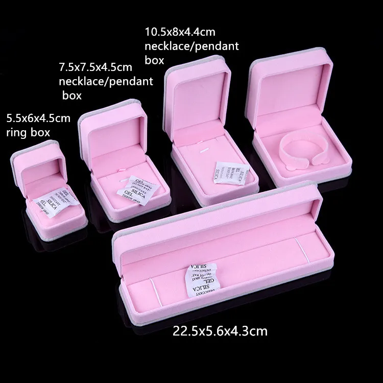 

5 Pieces/Lot Ring Necklace Pendant Bracelet Velvet Jewelry Box Custom Jewelry Display Box Case