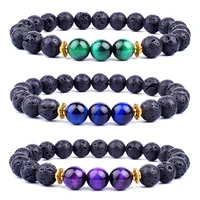 nature lava royal tiger eye bracelets men fashion energy stone beads bracelets for women yoga oil diffuser jewelry gift pulsera
