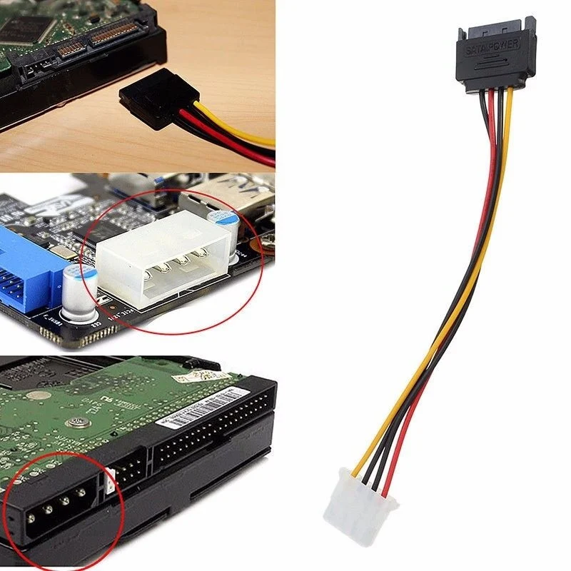 Кабель адаптера 15pin папа 4pin мама для IDE жесткого диска SATA шнур