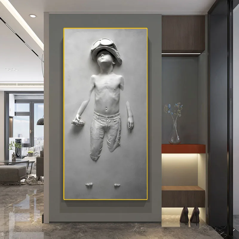 

Nordic Abstract Boy Sculpture Statue Wall Art Poster and Prints Canvas Painting Picture for Living Room Hotel Home Decor Cuadros