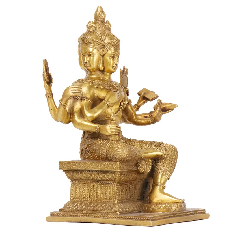 LAOJUNLU Bronze Thai FourFaced Buddha Ornaments Grant Whatever Is Requested Statue Of The Brahma L | Дом и сад