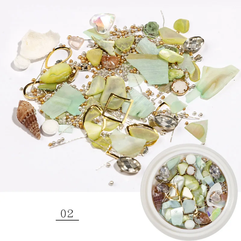 6pcs / set Nail Art Pearl Shell Jewelry Gradient Two-tone Shell Piece Natural Ultra-thin Shell Nail Art Decoration Metal Sequin