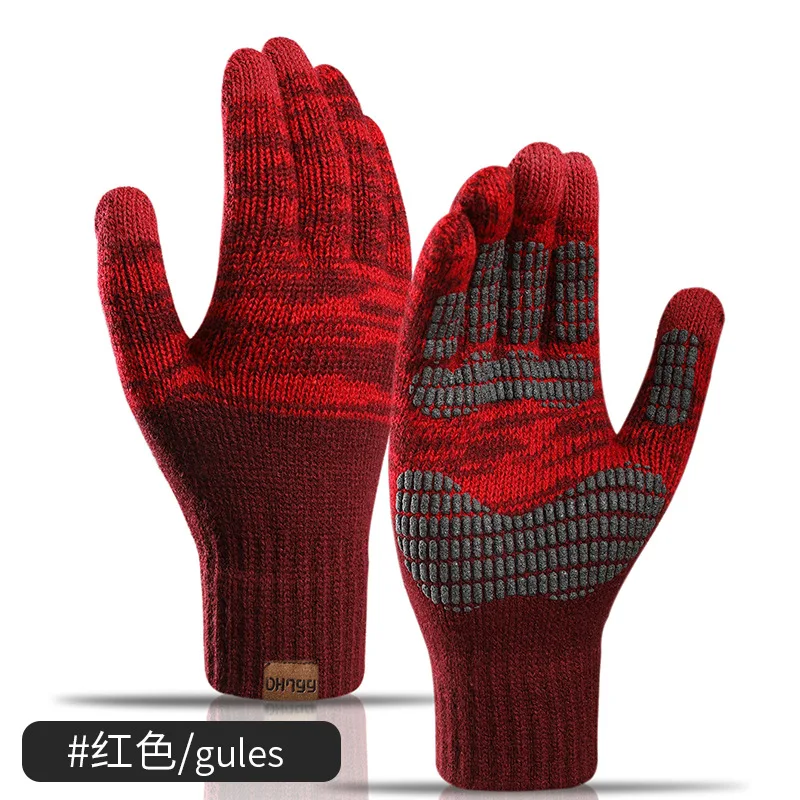 

Women's Men's Winter Gloves Warm Thick Cashmere Knit Outdoor Touch Screen Non-Slip Ski Riding Color Matching Gloves