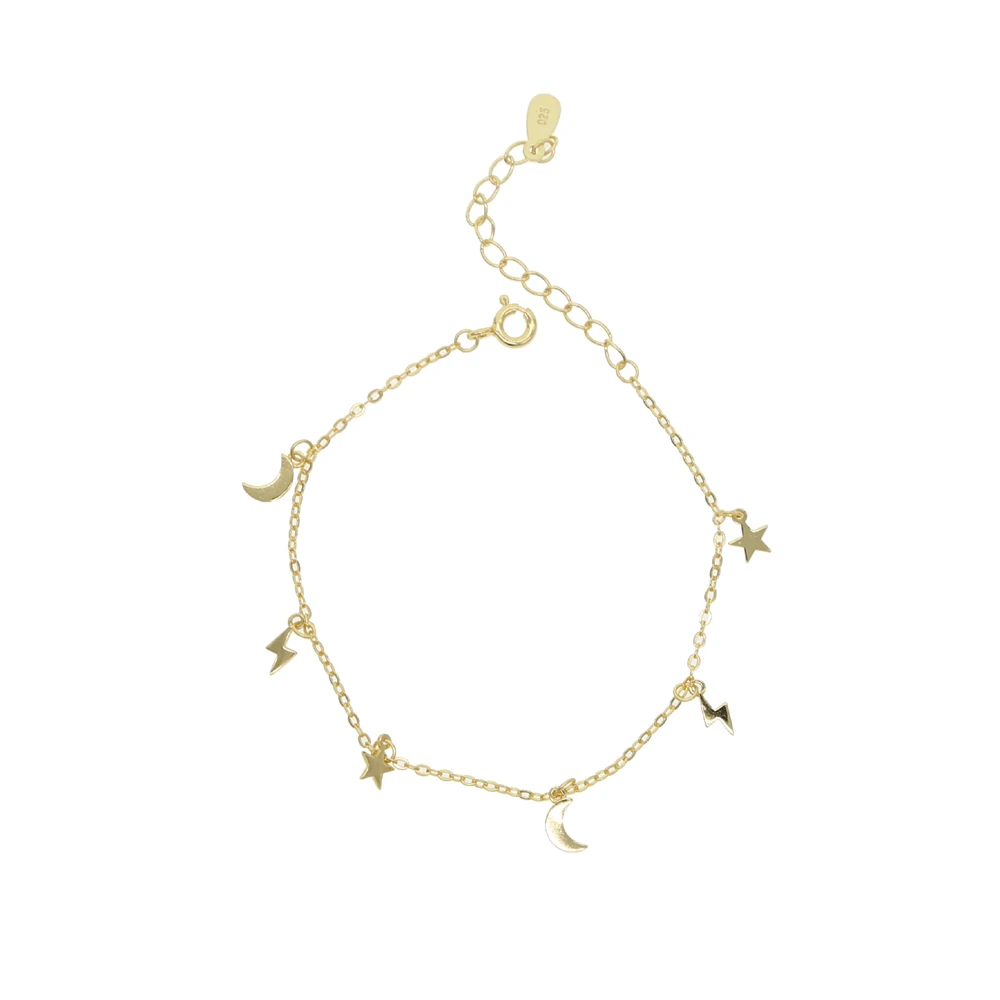 gold bracelet Высокое качество Серебро 925 пробы минимальное тонкое ювелирное изделие крошечное милое ожерелье с подвесками браслет ювелирный набор - Окраска металла: gold bracelet