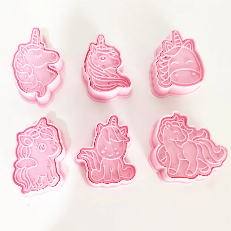6 шт./компл. 3D единорог фотоформа форма для помадки кухонная выпечки инструмент