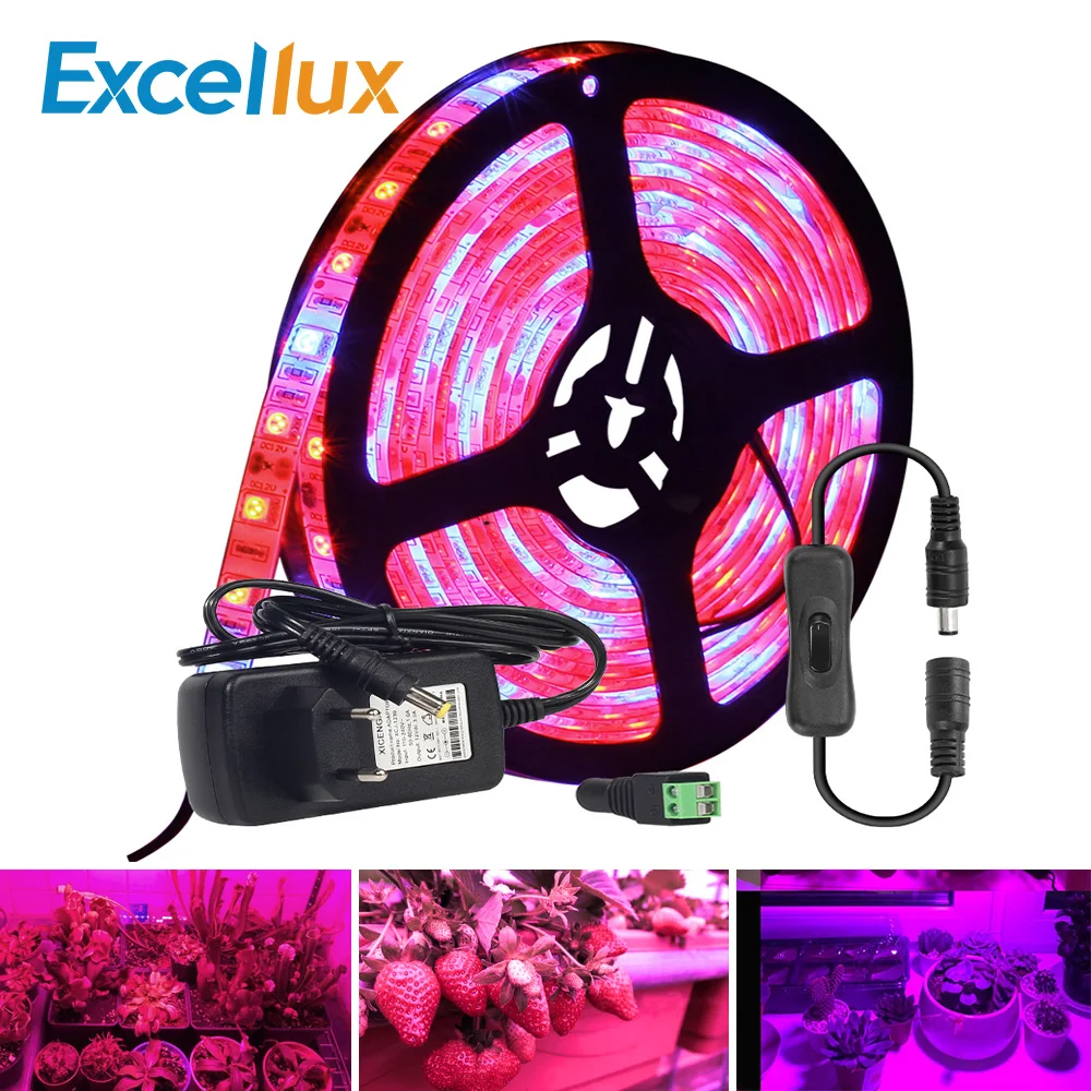 1 комплект 12 в 300 светодиодный s светодиодный светильник для выращивания полный спектр 5 м светодиодный светильник 5050 Светодиодный светильник для выращивания растений в цветочек для теплицы