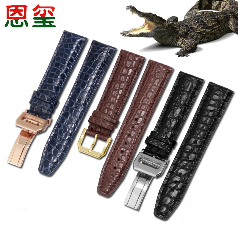 

Качественный ремешок для часов из кожи аллигатора, 20 мм, 21 мм, 22 мм, черный, синий, коричневый ремешок для часов, подходит для IWC PORTUGIESER, Мужская...