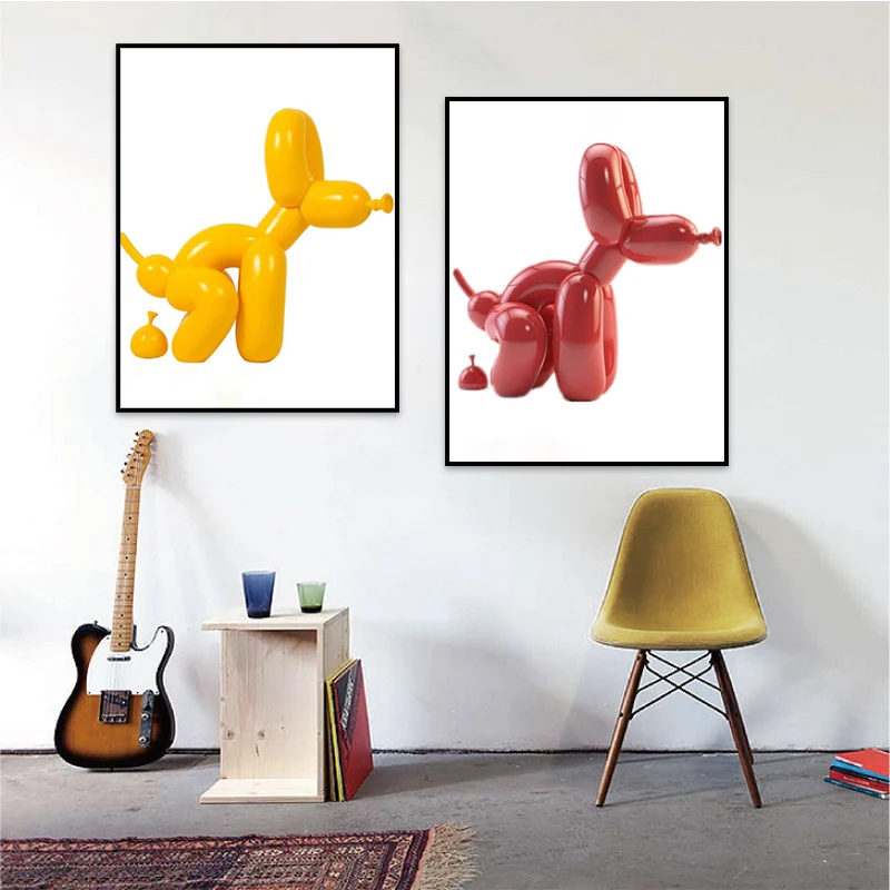

Pop Art Abstract Funny Balloon Dog Poster Toilet Wall Decoration Accessories Modern Home Bathroom Mural Canvas Painting Cuadros