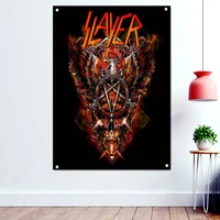 scary dark art flags retro wall hanging cloth rock band death metal music posters skull tattoo banners stickers interior decor 2
