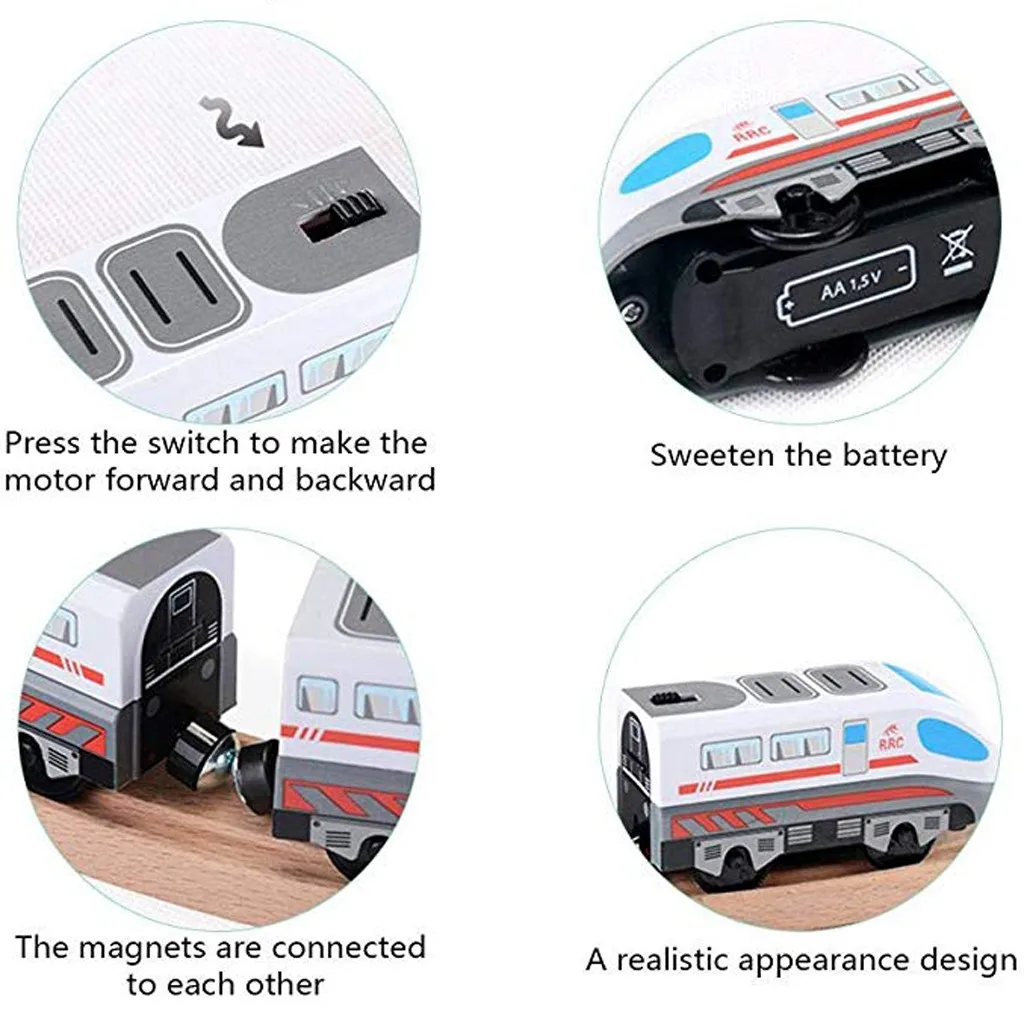 

Wooden Fence Alloy Electric Locomotive Children Toys Gordon Front Compartment Interesting Engine Train Educational Toy