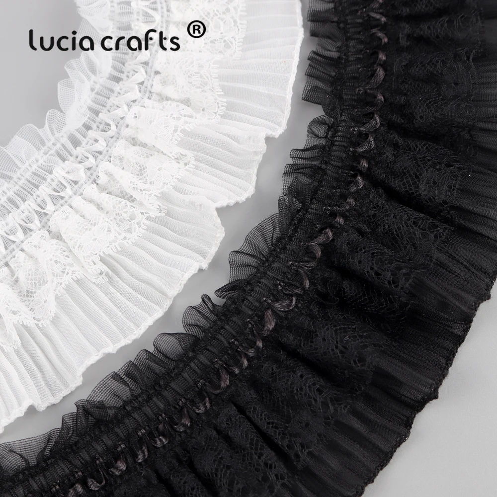 Черно белая эластичная шифоновая кружевная отделка 1y 90 мм одежда вязаное кружево