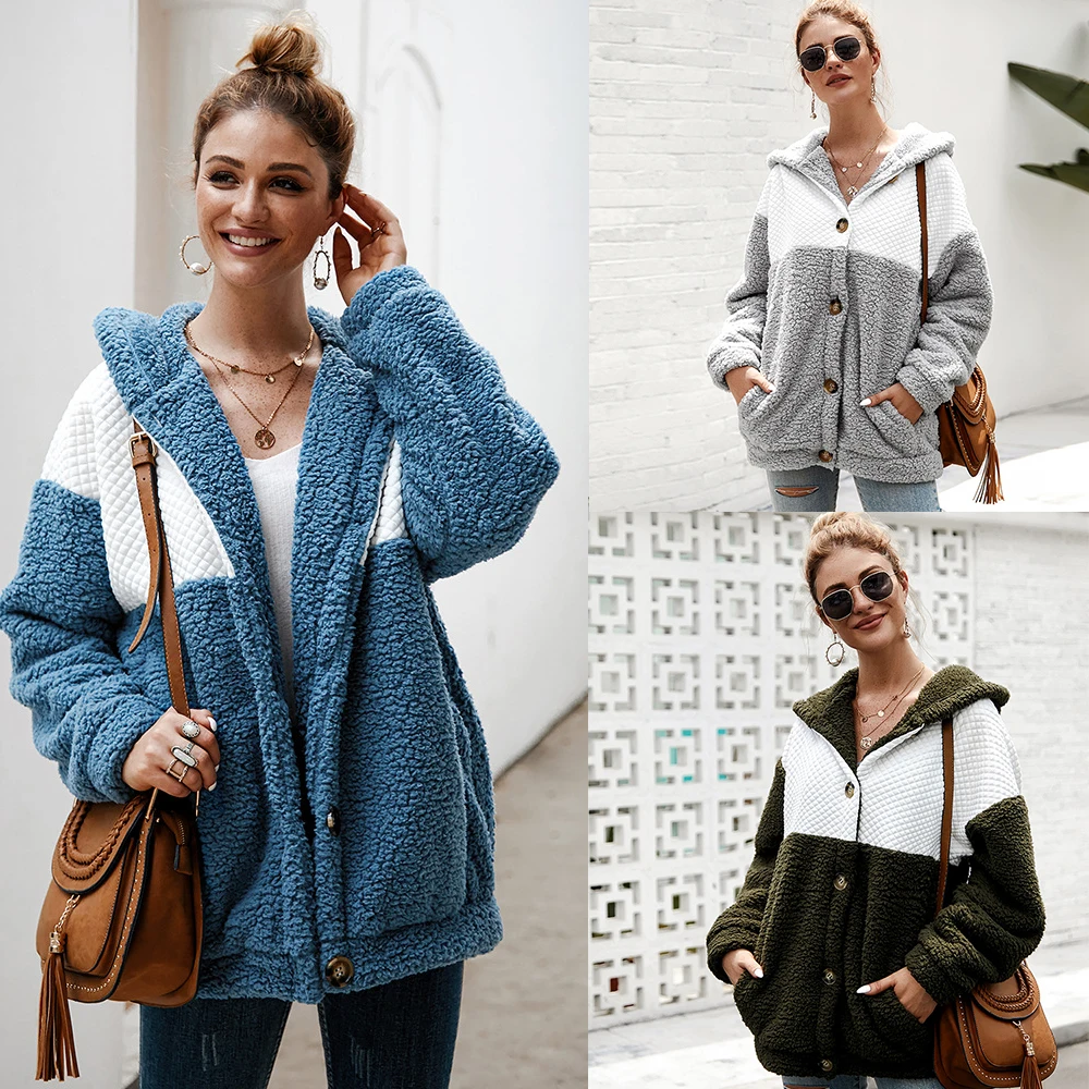 Плюшевые толстовки Тедди Женский свитшот однобортные с капюшоном Дамская куртка