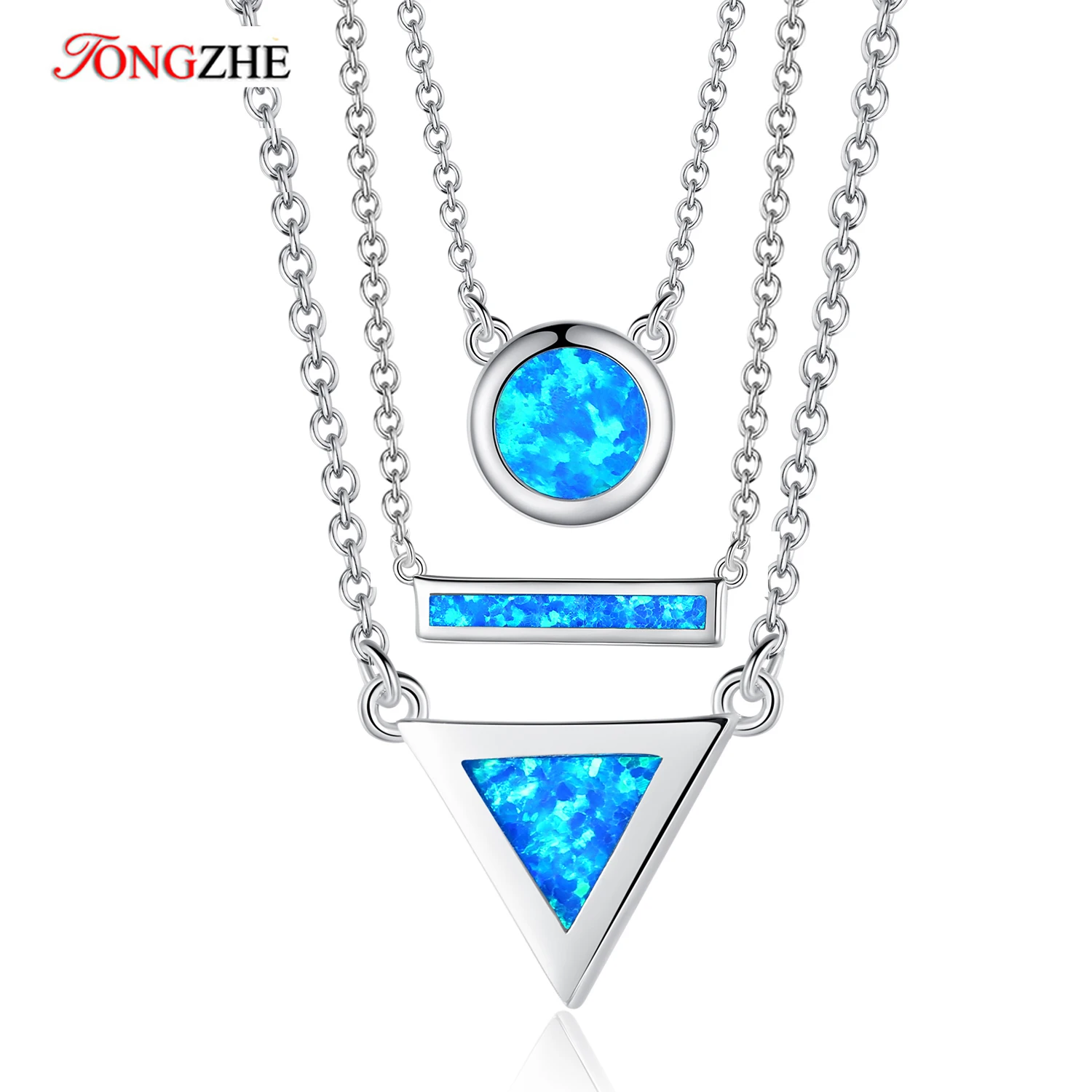 

TONGZHE 925 Sterling Silver Necklace Evil Eye Opal Africa Map Pendant Collier Party Link Chains Women Necklace Christmas Jewelry