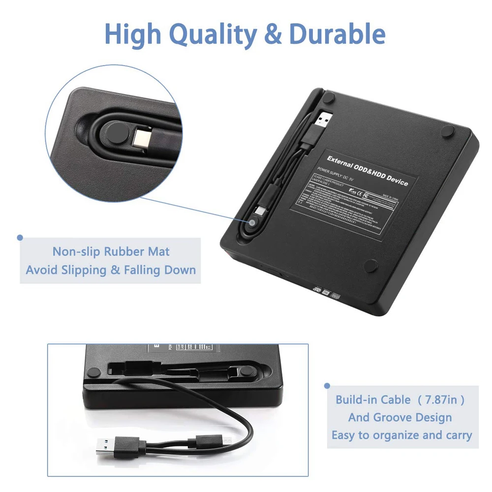 Type C + USB 3 0 внешний DVD Rom чехол для 12 7 мм SATA Корпус CD RW Blu Ray|Оптические дисководы| |