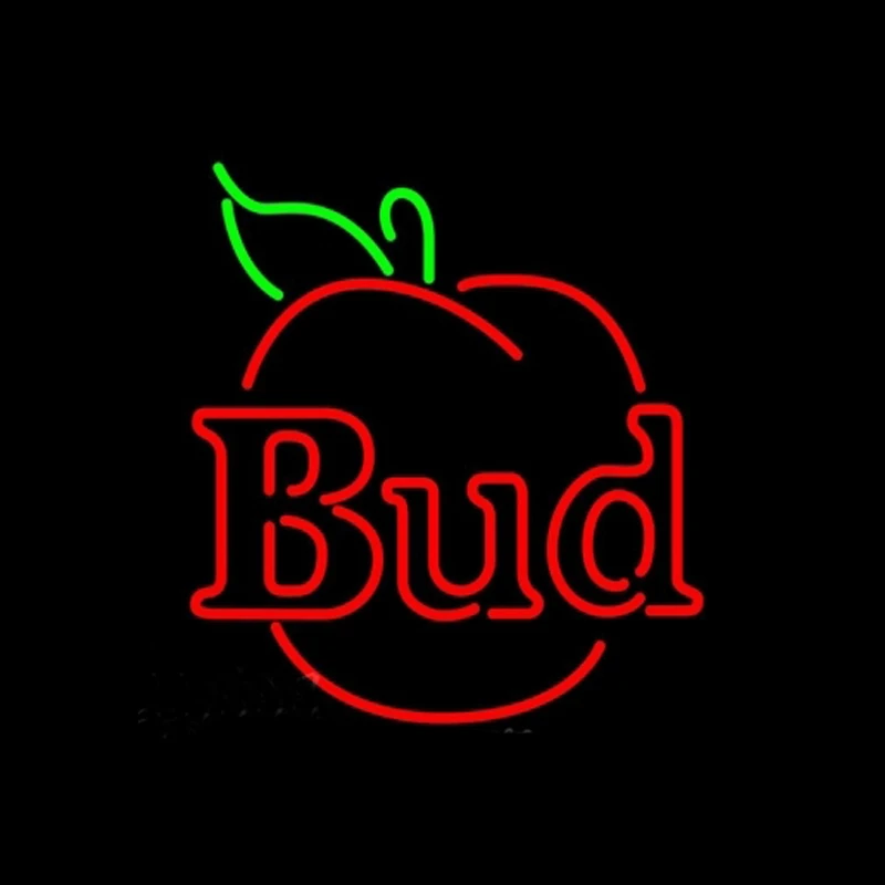 Неоновая вывеска Budweiser Apple Настоящая стеклянная трубка ручной работы пивной бар