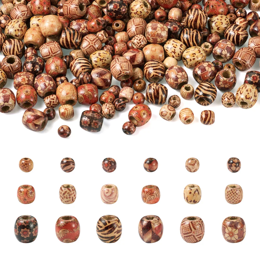 

300Pcs Vintage Natural Wooden Large Hole Beads Rondelle Painted Wood Loose Spacer Bead For Bracelet Necklace DIY Jewelry Making