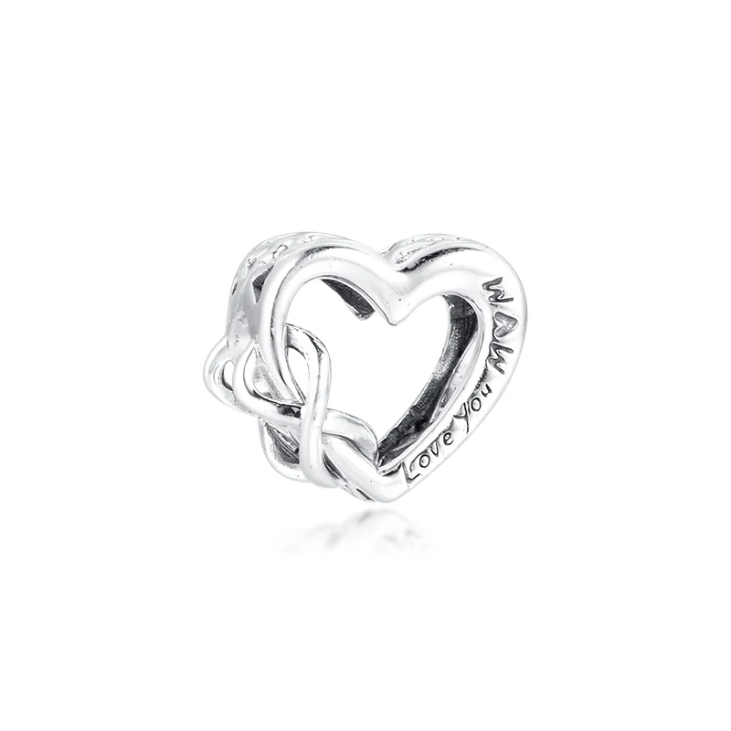 

Fits Europe Bracelet 925 Sterling Silver Love You Mum Heart Charms Beads Women DIY Jewelry Making Kralen 2020