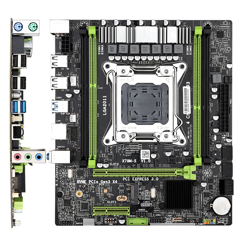 Материнская плата X79M S2.0 для чипсета LGA2011 USB2.0 2-канальная DDR3 64 Гб ОЗУ PCI-E NVME M.2 SSD