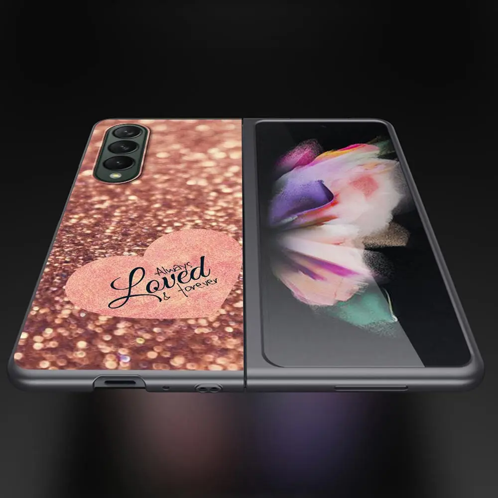 Luxury Case for Samsung Z Fold3 5G Phone Cover for Galaxy ZFold 3 Black Hard  Funda For Z Fold 4 Fold4 Capa Rose Glitter Pink