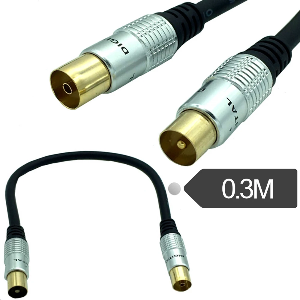 

9.5mm TV Male to 9.5mm Female Adapter Cord Coaxial TV Cable 0.3m