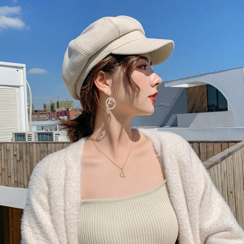 Женская осенне зимняя восьмиугольная шапка художника женский шерстяной