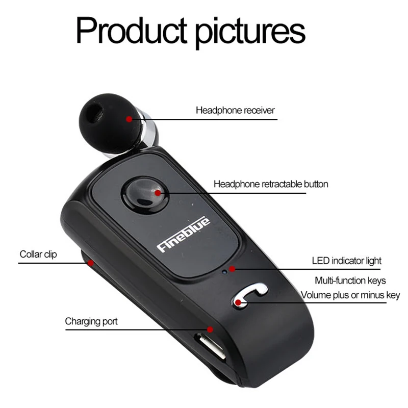 FINEBLUE F920 Беспроводной наушники Bluetooth Handsfree гарнитура звонки напомнить вибратор