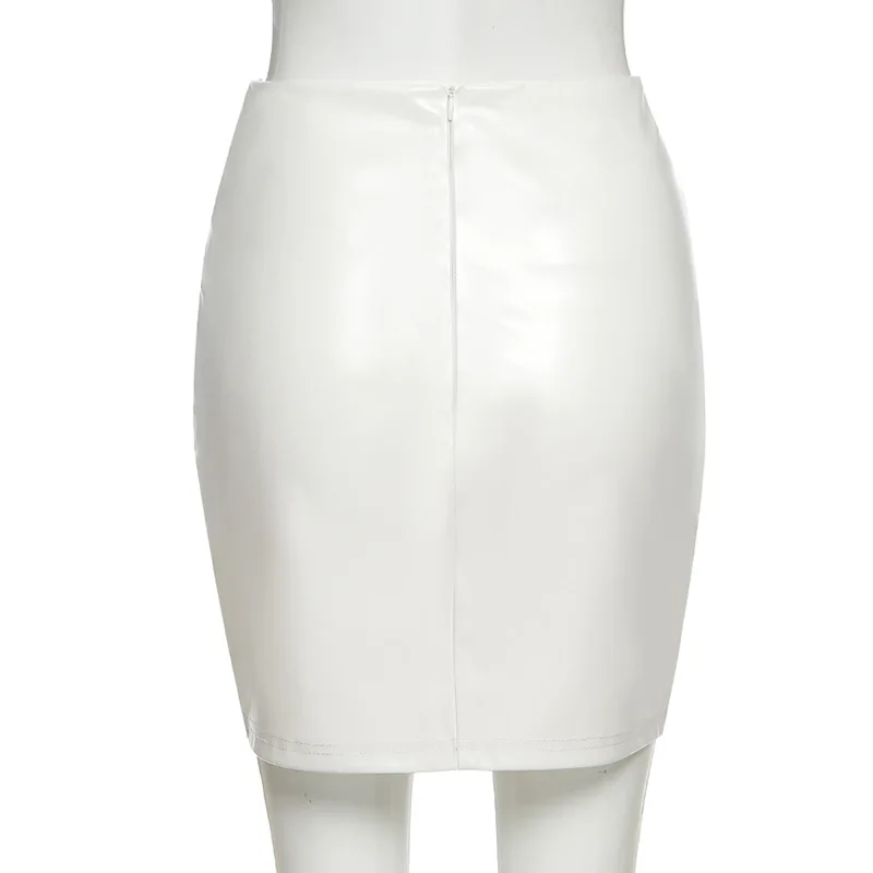 

White Fashion High Waist Pu Leather Skirts Women Y2k Indie Slim Body Sexy Mini Skirt 2021 Spring Summer New Vintage Clothes Punk