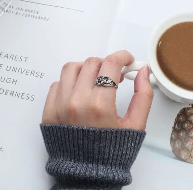 Женское геометрическое кольцо из стерлингового серебра S925 многослойное