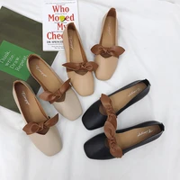 women simple single shoes bow knot ladies solid slip on loafers shallow ballet flat low heel wedding party dress shoes