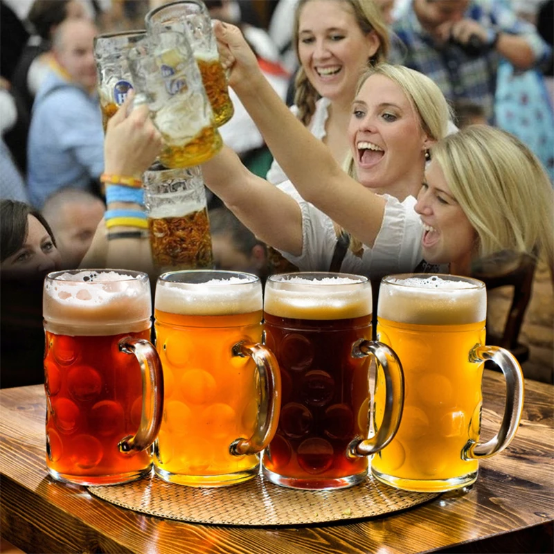 1200 мл большой пивной Стекло кружка толстом каблуке с украшением в виде