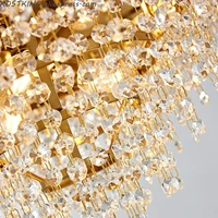 Golden irregular crystal chandelier rectangular led restaurant lamp luxury living room hotel engineering decorative lamp
