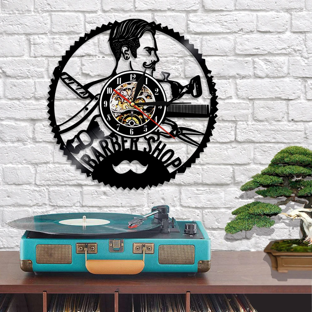 Часы мужские настенные с виниловой пластиной светодиодные бесшумные украшения