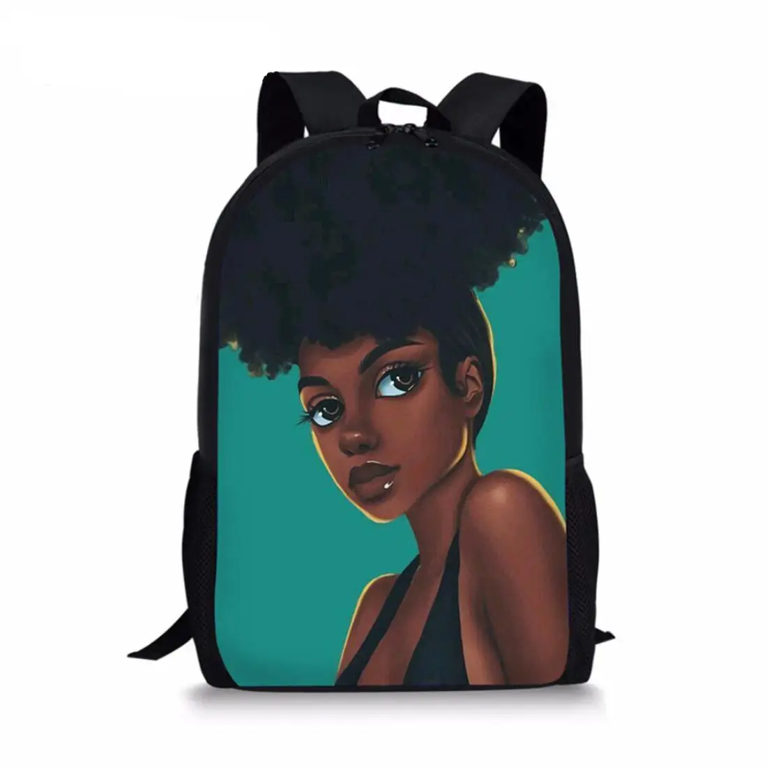

African Black Hairstyle High Students Backpack for Teenager Backpack Travel Package Shopping Shoulder Bag Women Mochila