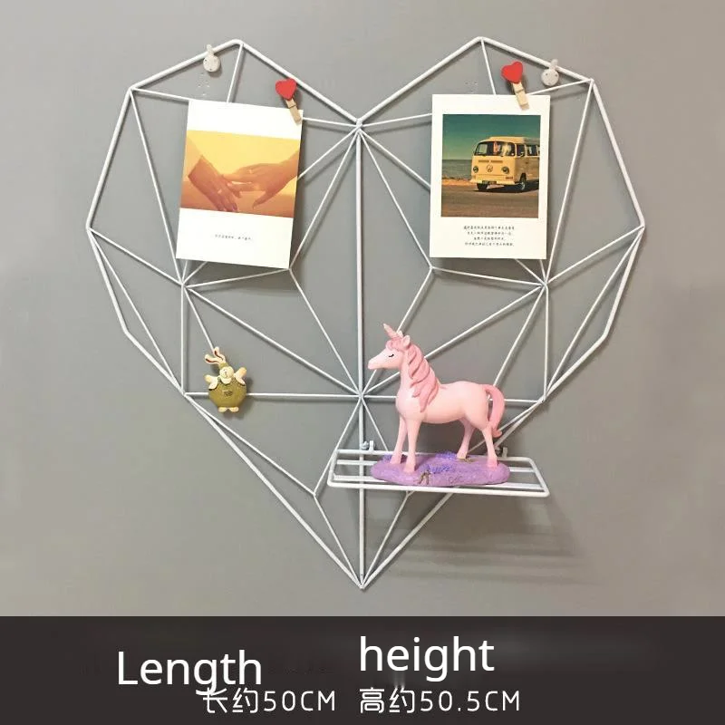 

New Creative Wrought Iron Love Grid Photo Wall Nordic Style Home Wall Decoration Wall Hanging Hemp Rope Clip Grid Pendant Gifts