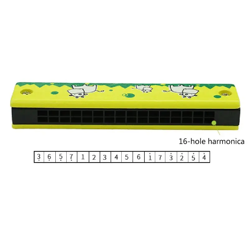 16 Hole Cute Harmonica for Beginners Cartoon Pattern Kids Musical Instrument