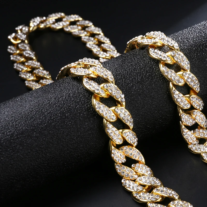 US7, 15 мм, кантри, кубинская цепь, золото, серебро, Bling Iced Out, проложенные стразы, CZ Rapper для мужчин, хип-хоп ювелирные изделия, 20-30 дюймов