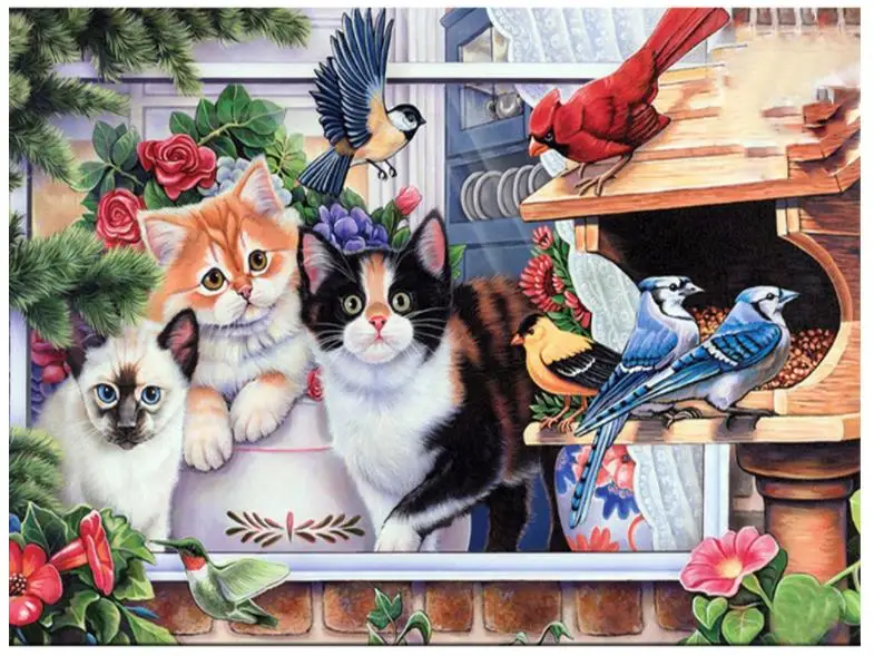 Алмазная картина птицы aviary мозаика вышивка Животные Кошки горный хрусталь пазл