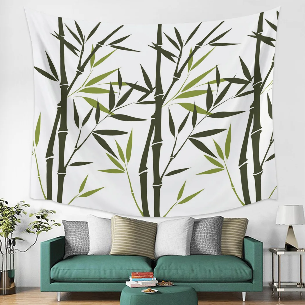 Bamboo Forest Green Plant Branch Tapestry Wall Hanging Family Bedroom Dormitory Decoration | Дом и сад